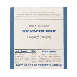 Navy Blue en Silver Bar Mitzvah Snoep Wrappers Notitieblok