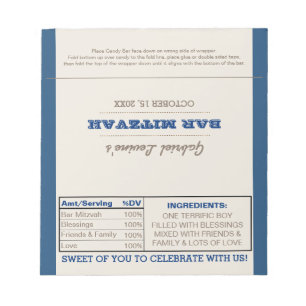 Navy Blue en Silver Bar Mitzvah Snoep Wrappers Notitieblok