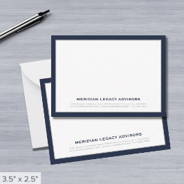 Navy Blue en Silver Business Note Kaart Notitiekaartje