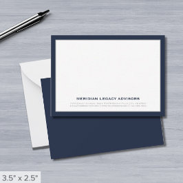 Navy Blue en Silver Business Note Kaart Notitiekaartje