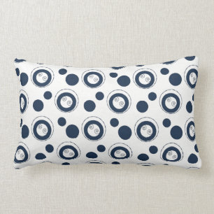 Navy Blue en Silver Concentric Circles Polka Dots Kussen