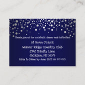 Navy Blue en Silver Confetti Stippen - Receptie Informatiekaartje (Achterkant)