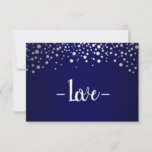 Navy Blue en Silver Confetti Stippen - RSVP (Achterkant)