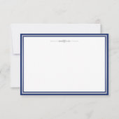 Navy Blue en Silver Damask Invitation Sjabloon Kaart (Voorkant)