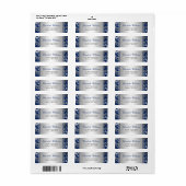 Navy Blue en Silver Damask Swirls Retouradres Etiket (Full Sheet)