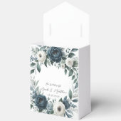 Navy Blue en Silver Elegant Ivory Floral Wedding Bedankdoosjes (Open)