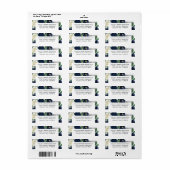 Navy Blue en Silver Elegant Ivory Floral Wedding Etiket (Full Sheet)