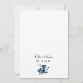 Navy Blue en Silver Elegant Ivory Floral Wedding Kaart (Achterkant)