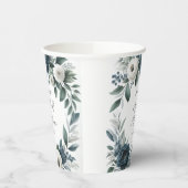 Navy Blue en Silver Elegant Ivory Floral Wedding Papieren Bekers (Links)