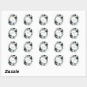 Navy Blue en Silver Elegant Ivory Floral Wedding Ronde Sticker (Vel)