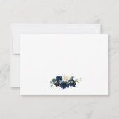 Navy Blue en Silver Elegant Ivory Floral Wedding RSVP Kaartje (Achterkant)