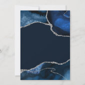 Navy Blue en Silver Faux Glitter Agate Birthday Bedankkaart (Achterkant)