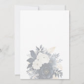Navy Blue en Silver Floral bruiloft uitnodiging (Achterkant)