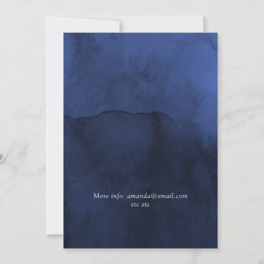 Navy Blue en Silver Floral Shower per Mail Kaart (Achterkant)