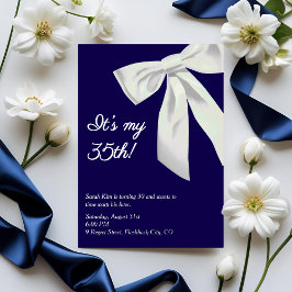 Navy Blue en Silver Foil "Het is mijn 30e!" elegan Folie Uitnodiging