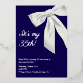 Navy Blue en Silver Foil "Het is mijn 30e!" elegan Folie Uitnodiging (Voorkant)