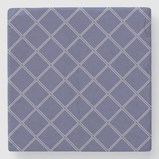 Navy Blue en Silver Geometric Diamond Pattern Stenen Onderzetter (Voorkant)