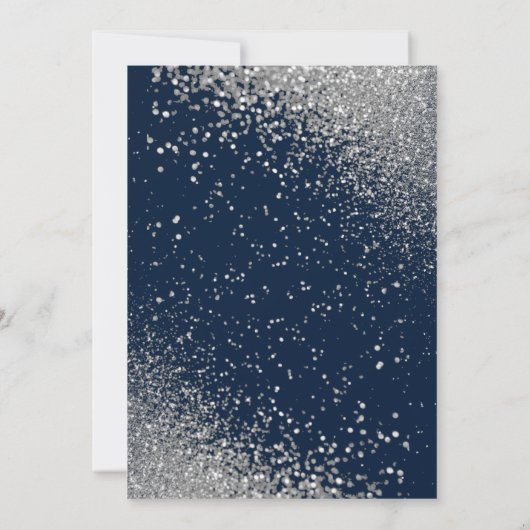 Navy Blue en Silver Glitter Kaart (Achterkant)