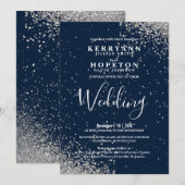 Navy Blue en Silver Glitter Kaart (Voorkant / Achterkant)