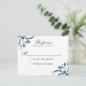 Navy Blue en Silver Grey Flourish Respons Kaart (Staand voorkant)