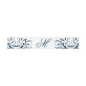 Navy Blue en Silver Grey Flourish Respons Kaart Uitnodigingen Wikkel (Vlak)