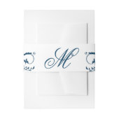 Navy Blue en Silver Grey Flourish Respons Kaart Uitnodigingen Wikkel (Voorkant Voorbeeld)