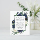 Navy Blue en Silver Ivory Wedding Enclosure Kaart (Staand voorkant)