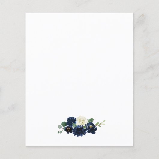 Navy Blue en Silver Ivory Wedding Enclosure Kaart (Achterkant)