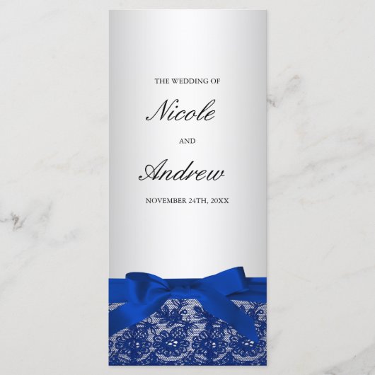 Navy Blue en Silver Lace Programmakaart (Voorkant)