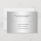 Navy Blue en Silver Lace Wedding RSVP (Achterkant)
