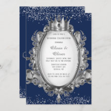 Navy Blue en Silver Lijst Glitter Royal Wedding