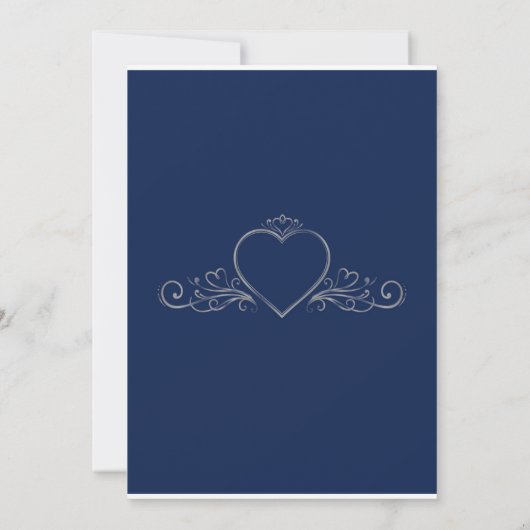 Navy Blue en Silver Lijst Royal Couples Shower Kaart (Achterkant)