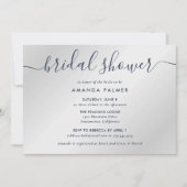Navy Blue en Silver Modern Script Vrijgezellenfees Kaart (Voorkant)