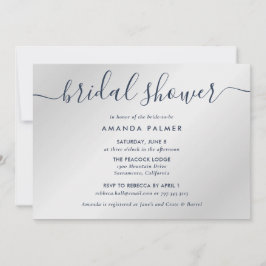 Navy Blue en Silver Modern Script Vrijgezellenfees Kaart