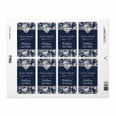 Navy Blue en Silver Tone Bruiloft Mini Wijn Labels (Full Sheet)