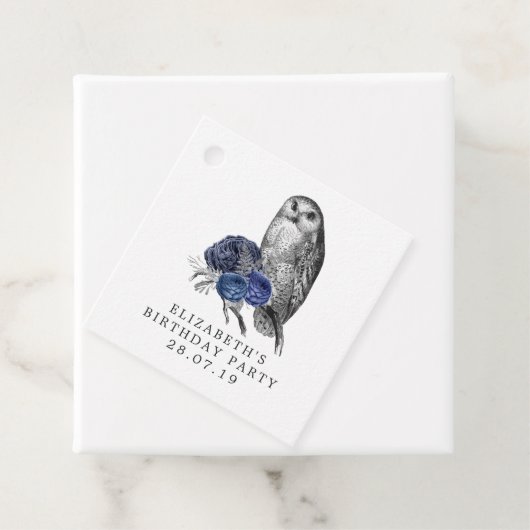 Navy Blue en Silver  Uil Bedankjes Labels (In situ)