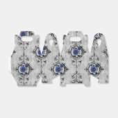 Navy Blue en Silver Victoriaans Floral Damask Bedankdoosjes (Uitgevouwen)