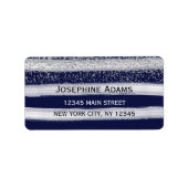Navy Blue en Silver Wedding Etiket (Voorkant)