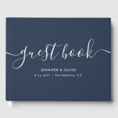 Navy Blue en Silver Wedding Gastenboek (Voorkant)