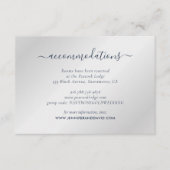Navy Blue en Silver Wedding Hotel Accommodatie Informatiekaartje (Voorkant)