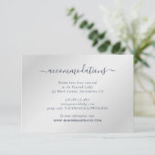 Navy Blue en Silver Wedding Hotel Accommodatie Informatiekaartje (Staand voorkant)