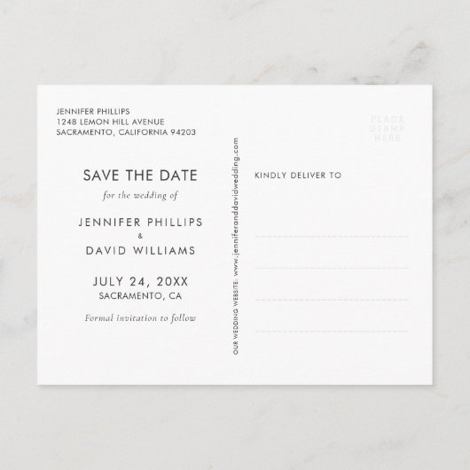 Navy Blue en Silver Wedding Save the Date Aankondigingskaart (Achterkant)