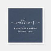 Navy Blue en Silver Wedding Servet (Voorkant)