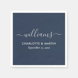 Navy Blue en Silver Wedding Servet