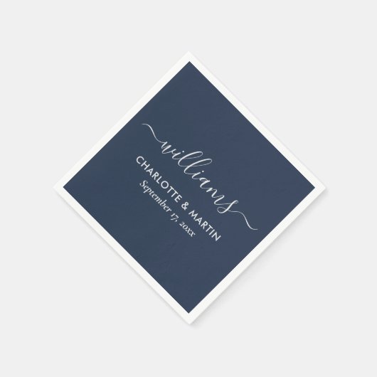 Navy Blue en Silver Wedding Servet (Hoek)