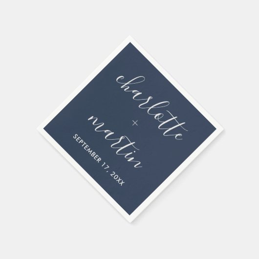 Navy Blue en Silver Wedding Shower Servet (Hoek)