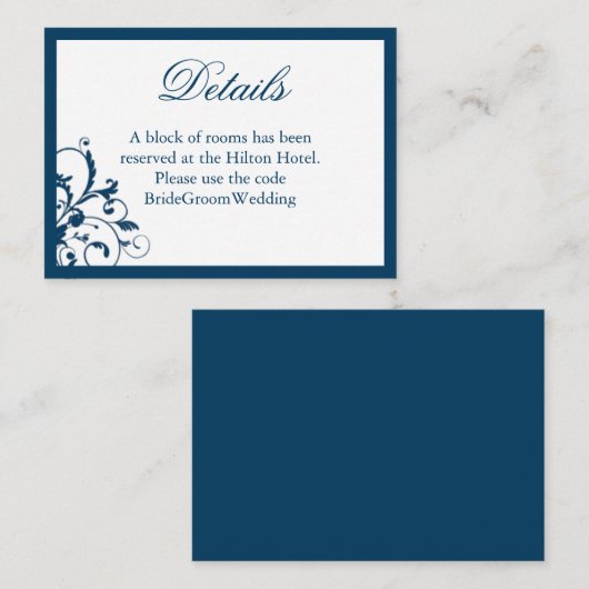 Navy Blue en Silver Wedding Suite Kaart (Voorkant / Achterkant)
