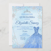 Navy Blue en Silver Winter Quinceanera Uitnodiging (Voorkant)