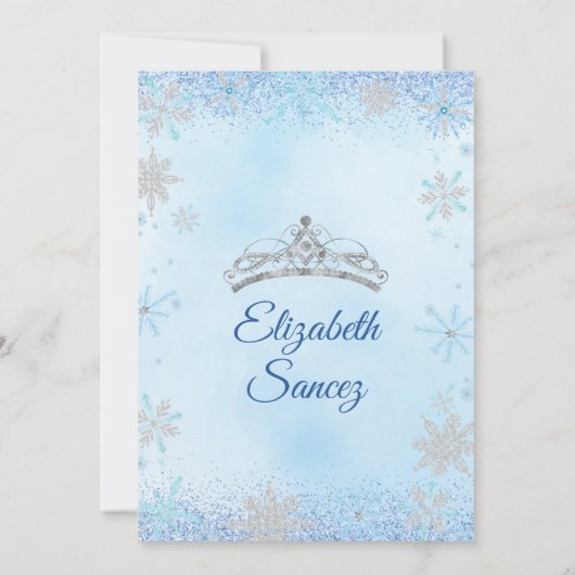 Navy Blue en Silver Winter Quinceanera Uitnodiging (Achterkant)