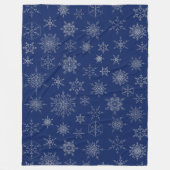 Navy Blue en Silver Xmas Snowflake Winter Fleece Deken (Voorkant)